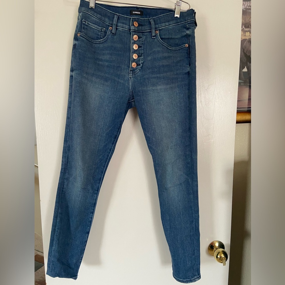 Express Exposed Button skinny High Waist Jeans Size 8R